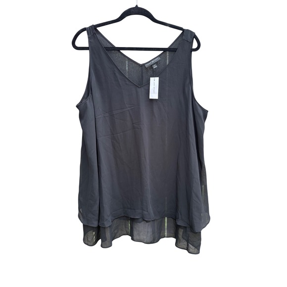 Lane Bryant Tops - Lane Bryant Women Black V-Neck Chiffon Layered Tank Top Blouse Size 20 NWT
